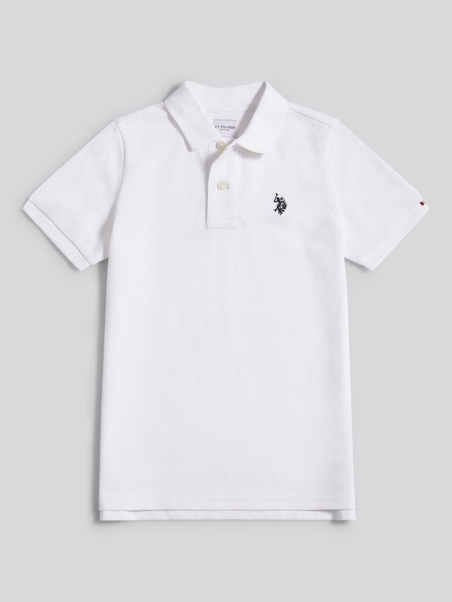 Boys Double Horsemen Polo Shirt White / Dark Sapphire Navy DHM
