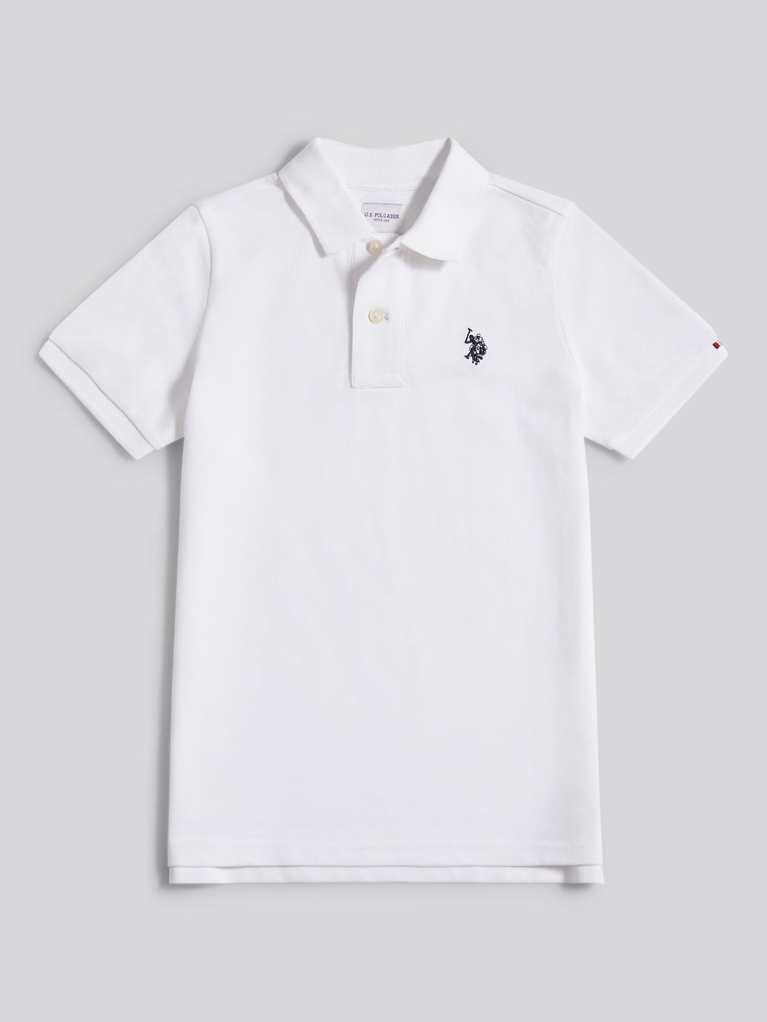 Boys Double Horsemen Polo Shirt White / Dark Sapphire Navy DHM