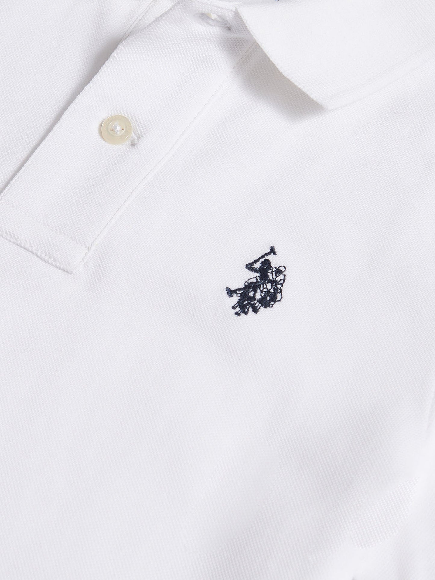 Boys Double Horsemen Polo Shirt White / Dark Sapphire Navy DHM