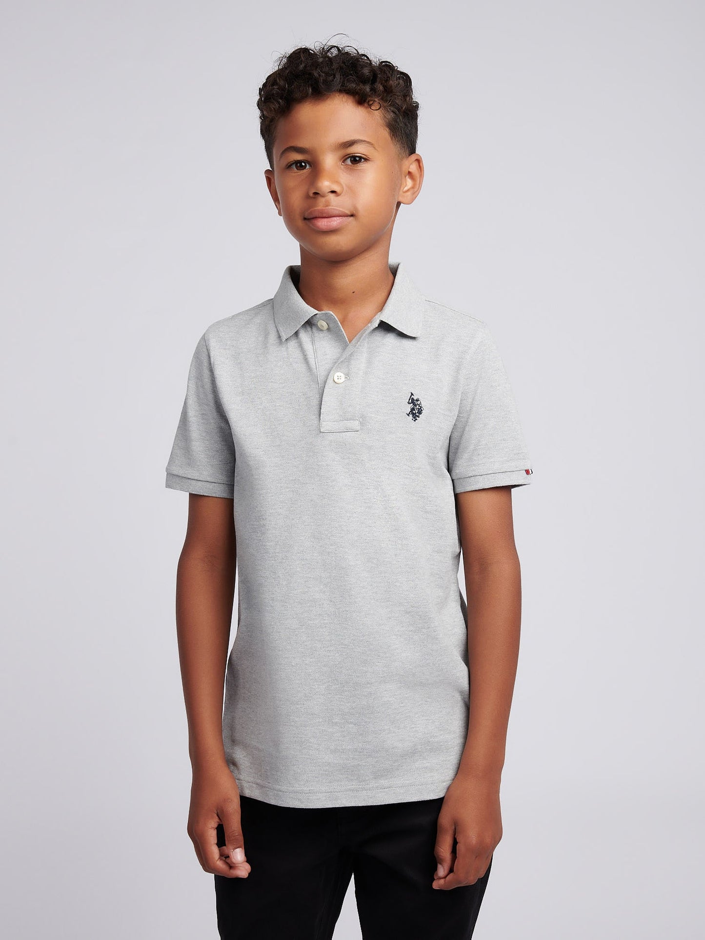 Boys Double Horsemen Polo Shirt Mid Grey Marl