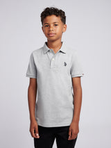 Boys Double Horsemen Polo Shirt Mid Grey Marl