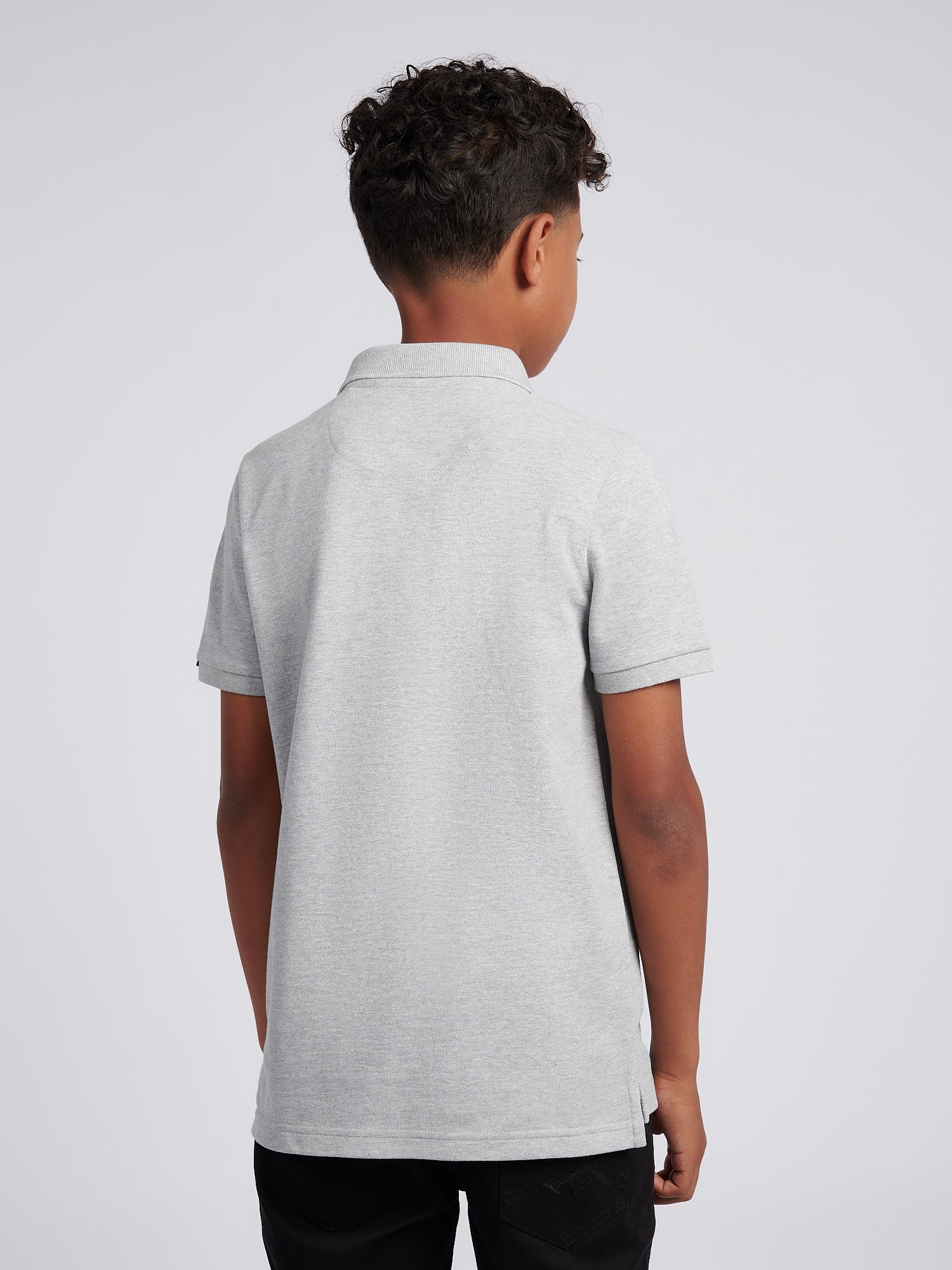 Boys Double Horsemen Polo Shirt Mid Grey Marl