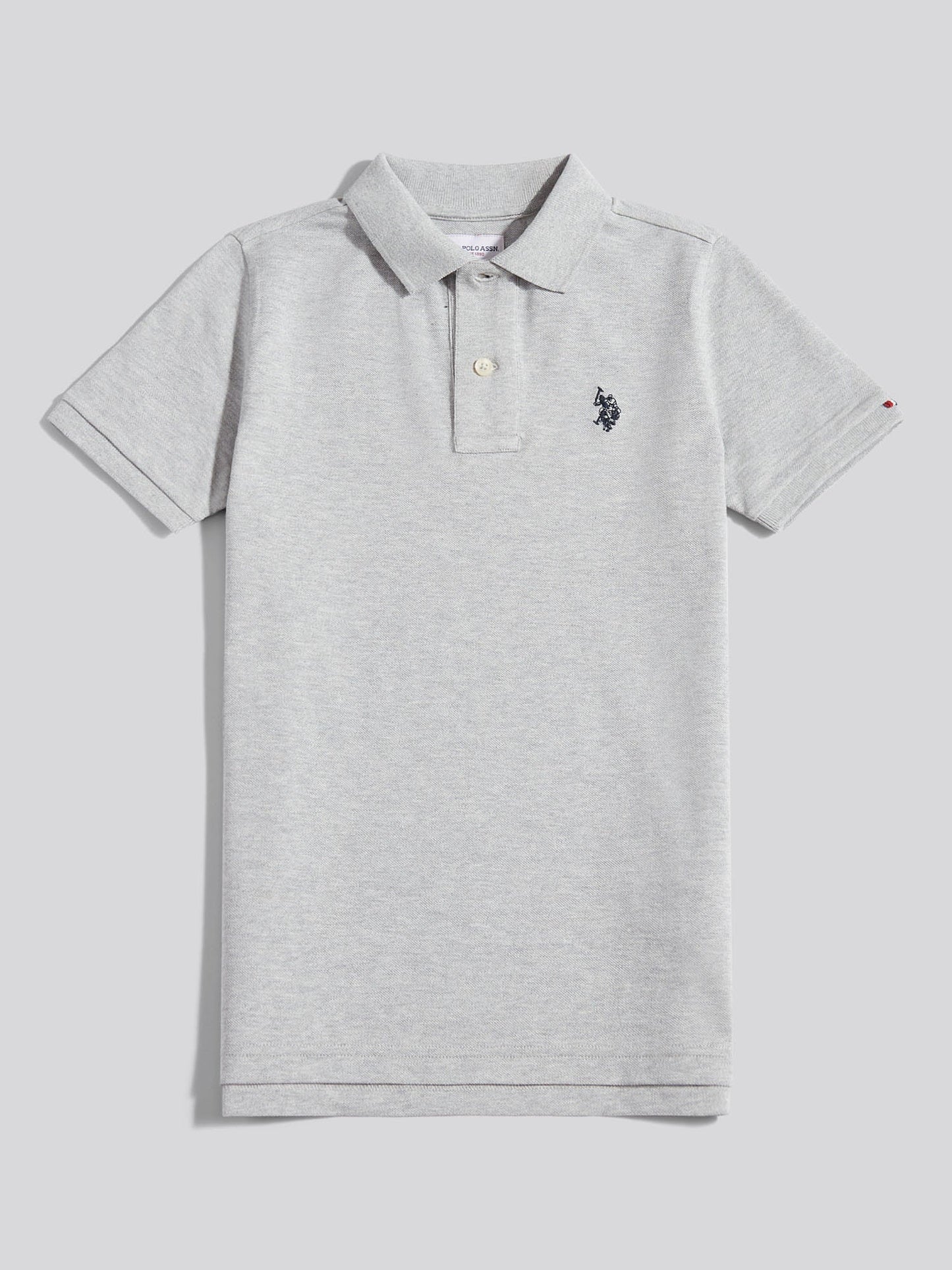 Boys Double Horsemen Polo Shirt Mid Grey Marl