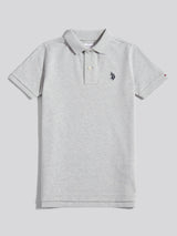 Boys Double Horsemen Polo Shirt Mid Grey Marl