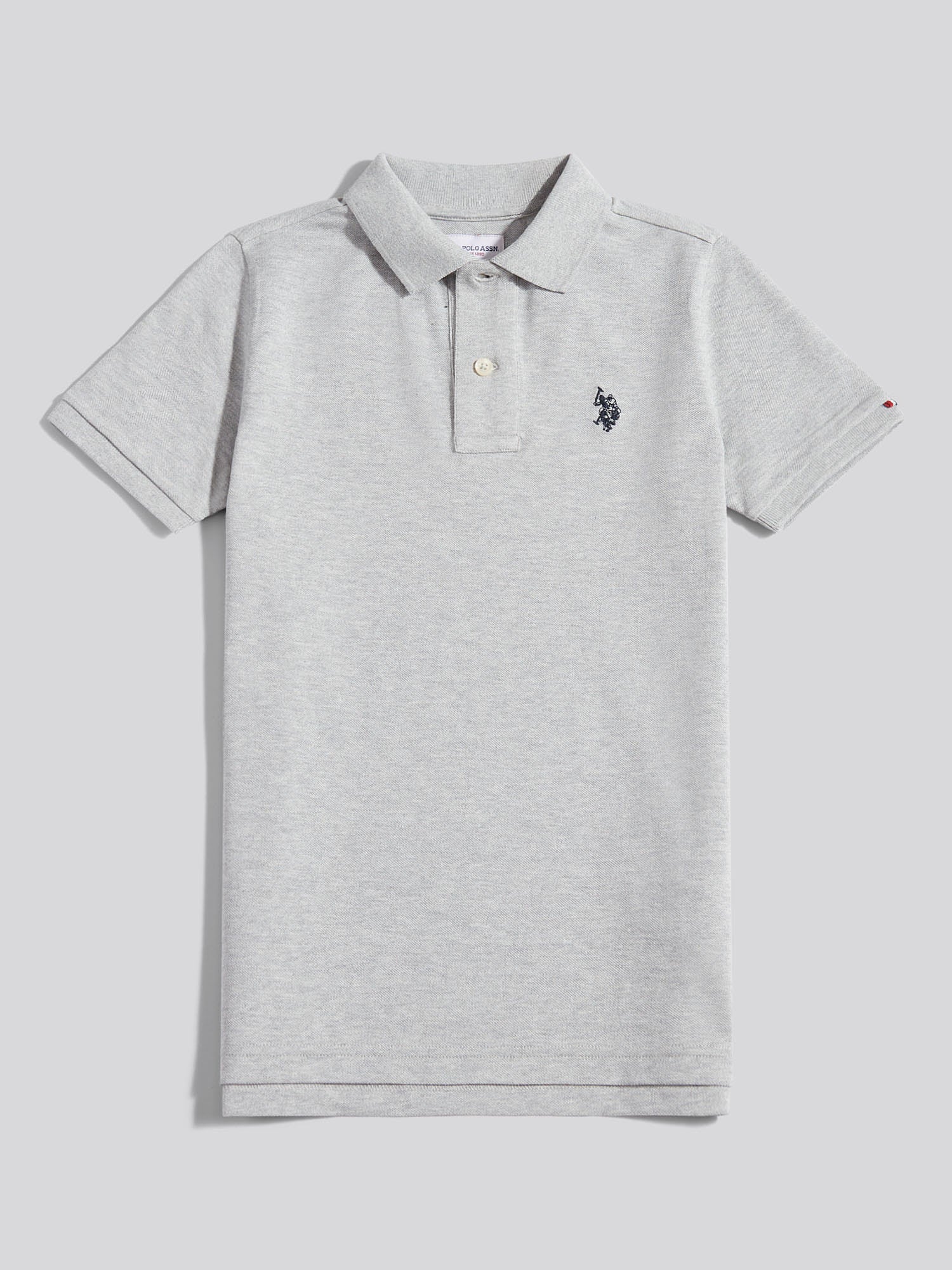 Boys Double Horsemen Polo Shirt Mid Grey Marl