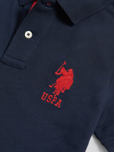 Boys Player 3 Polo Shirt Dark Sapphire Navy / Haute Red DHM