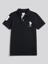 Boys Player 3 Polo Shirt Black Bright White DHM