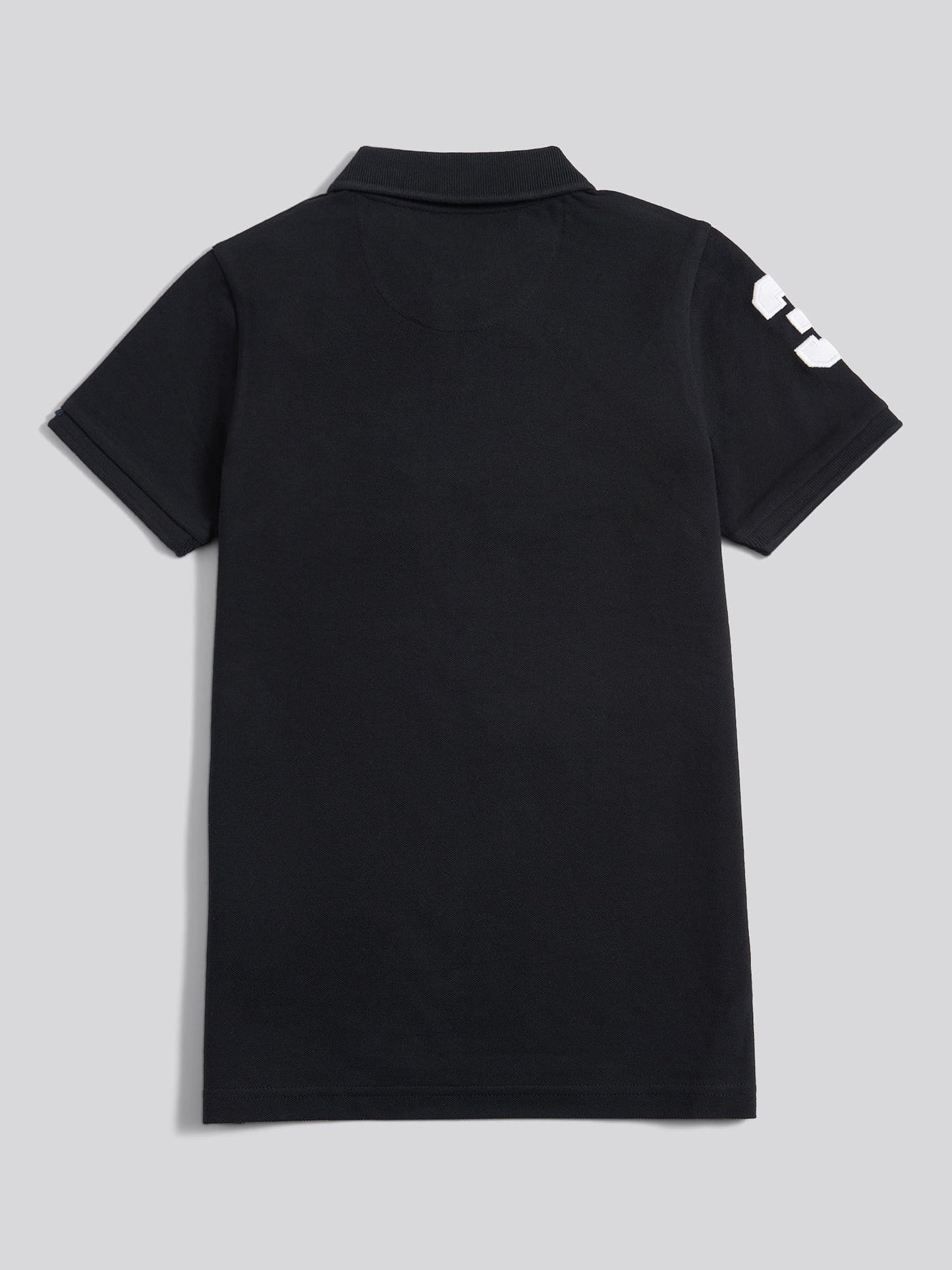 Boys Player 3 Polo Shirt Black Bright White DHM