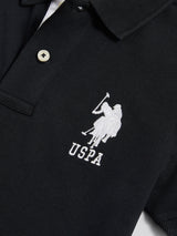 Boys Player 3 Polo Shirt Black Bright White DHM