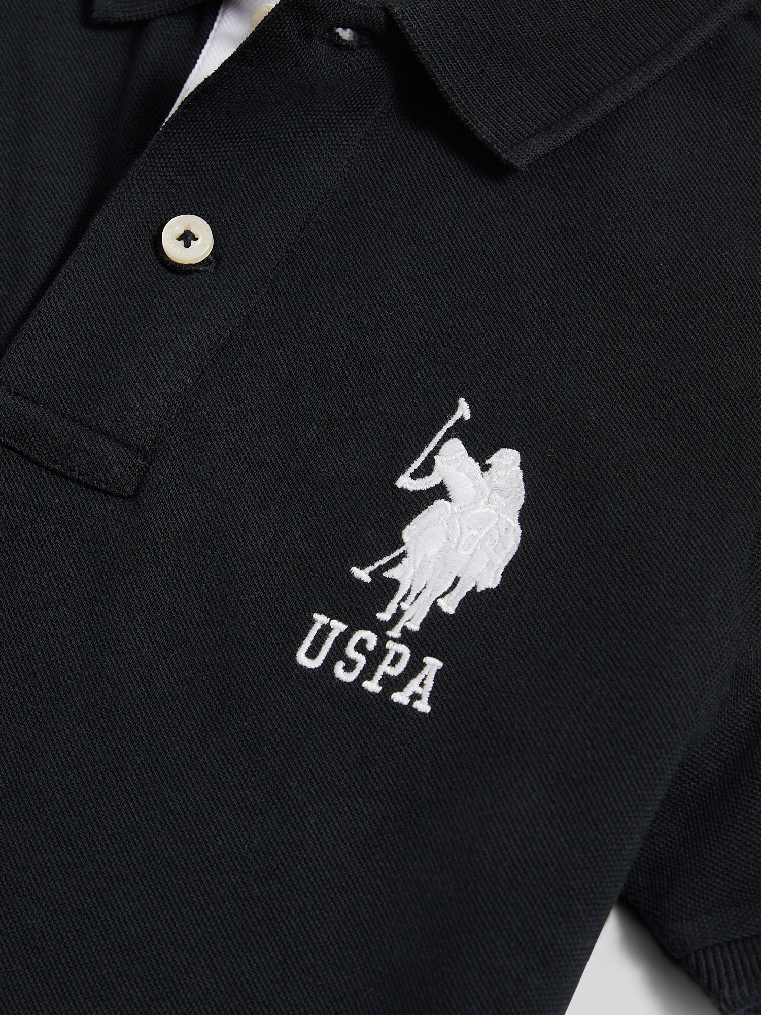 Boys Player 3 Polo Shirt Black Bright White DHM
