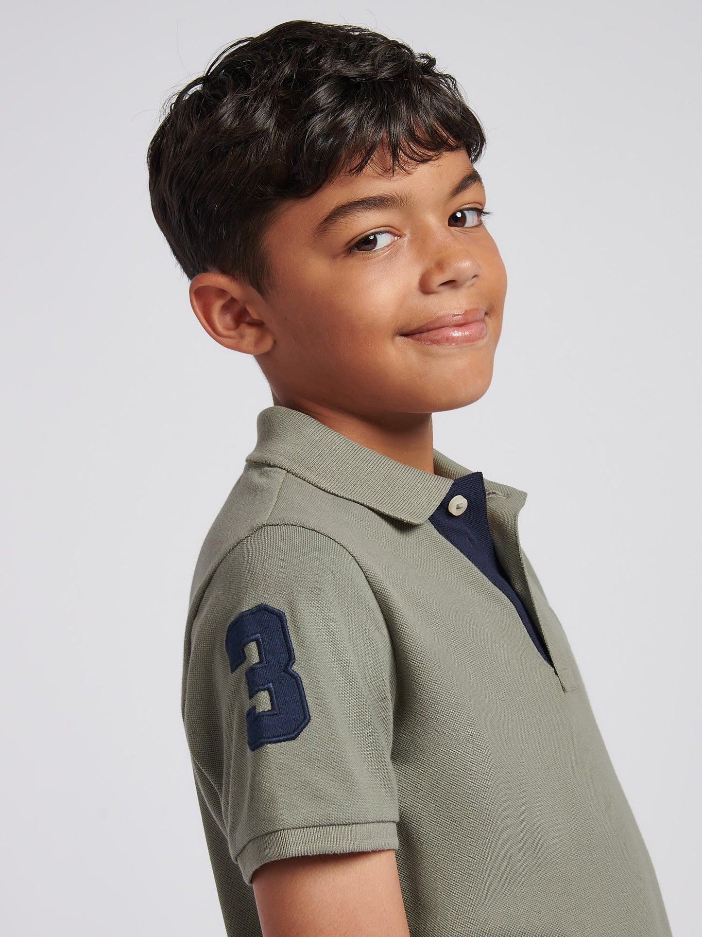 Boys Player 3 Polo Shirt Mulled Basil