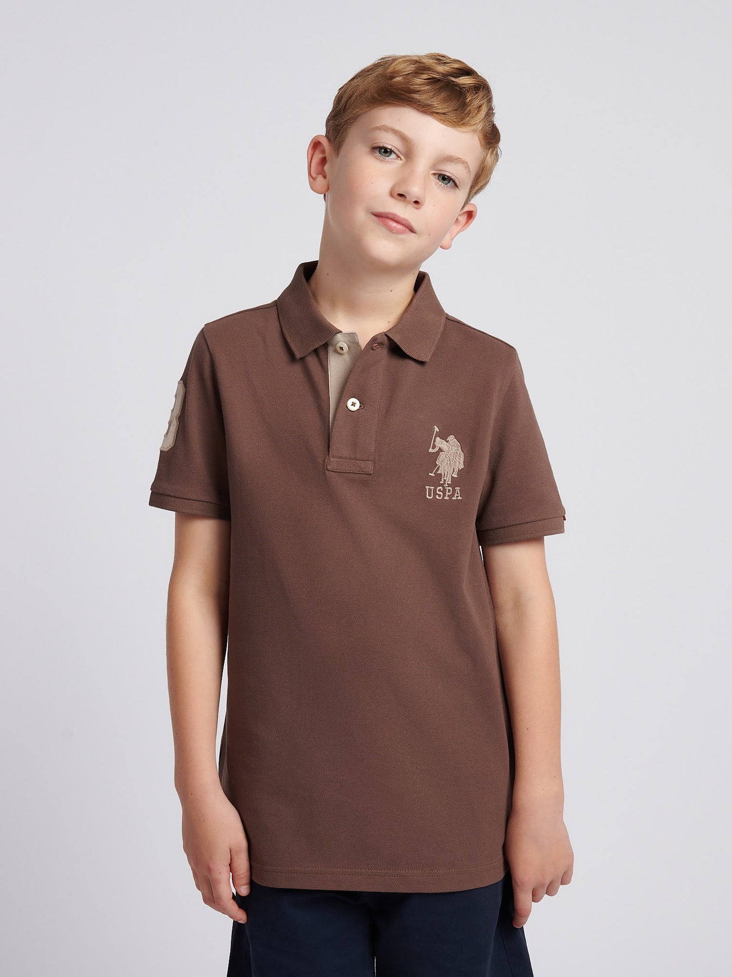 Boys Player 3 Polo Shirt Chocolate Martini