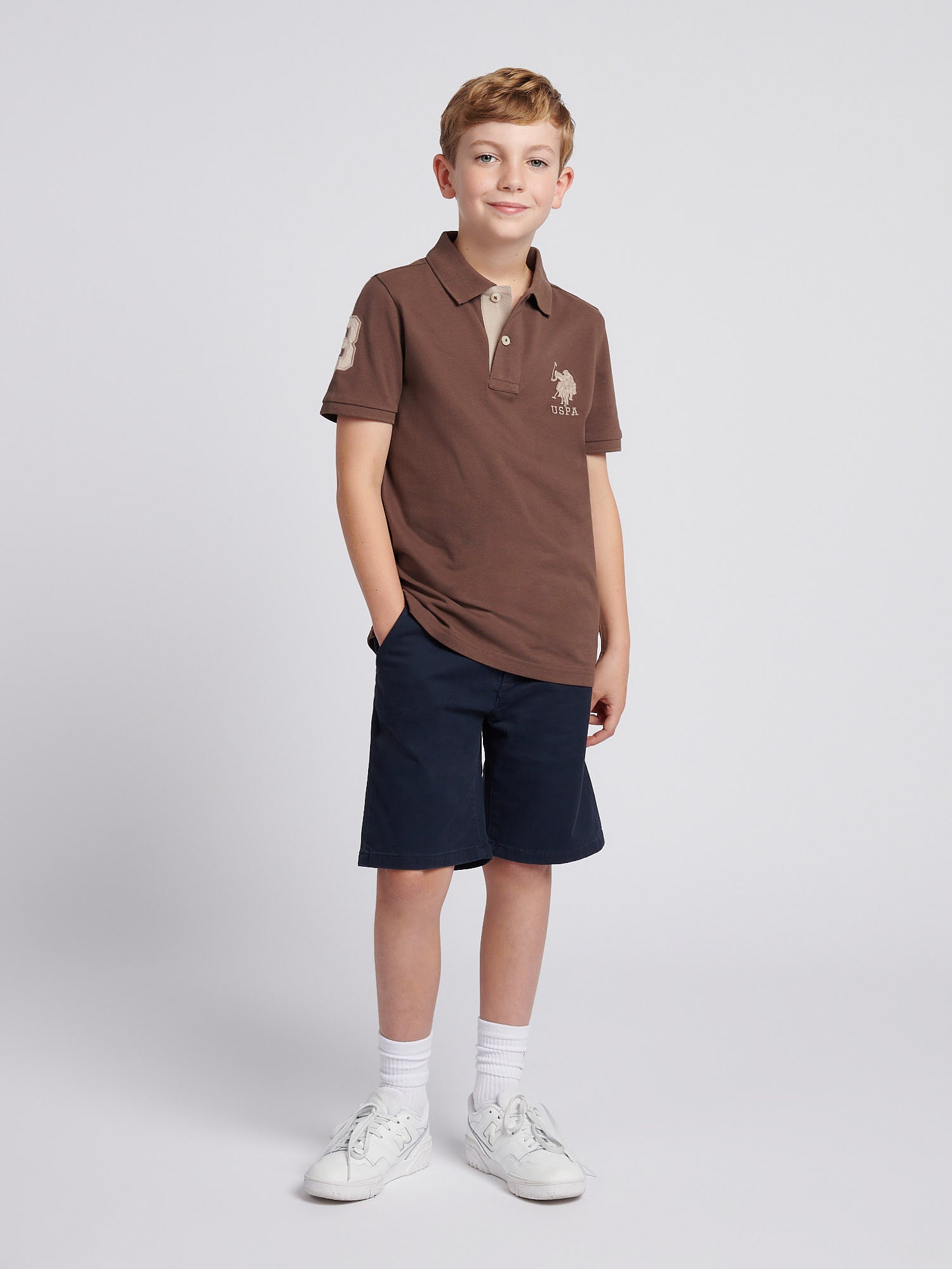 Boys Player 3 Polo Shirt Chocolate Martini