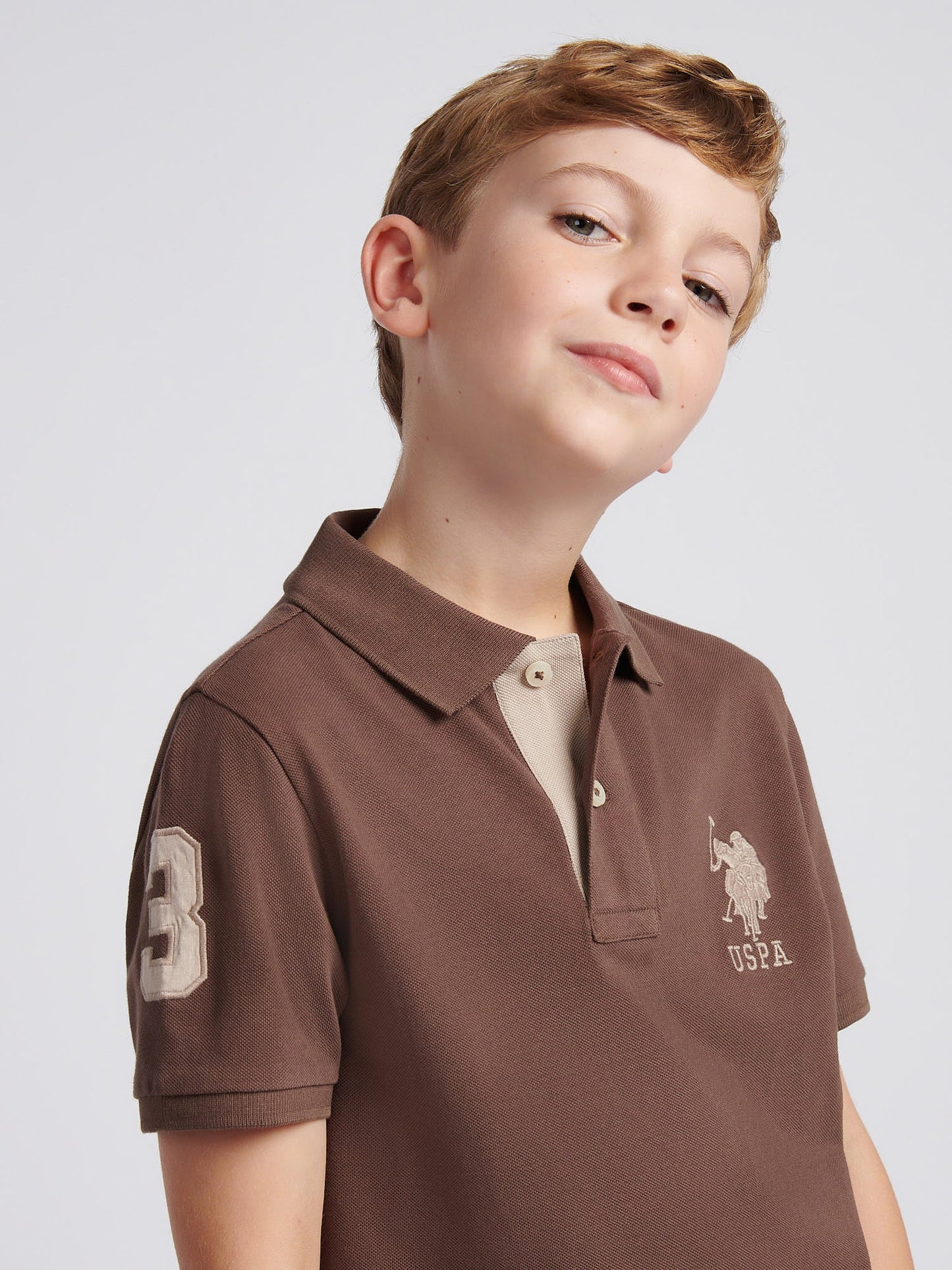 Boys Player 3 Polo Shirt Chocolate Martini
