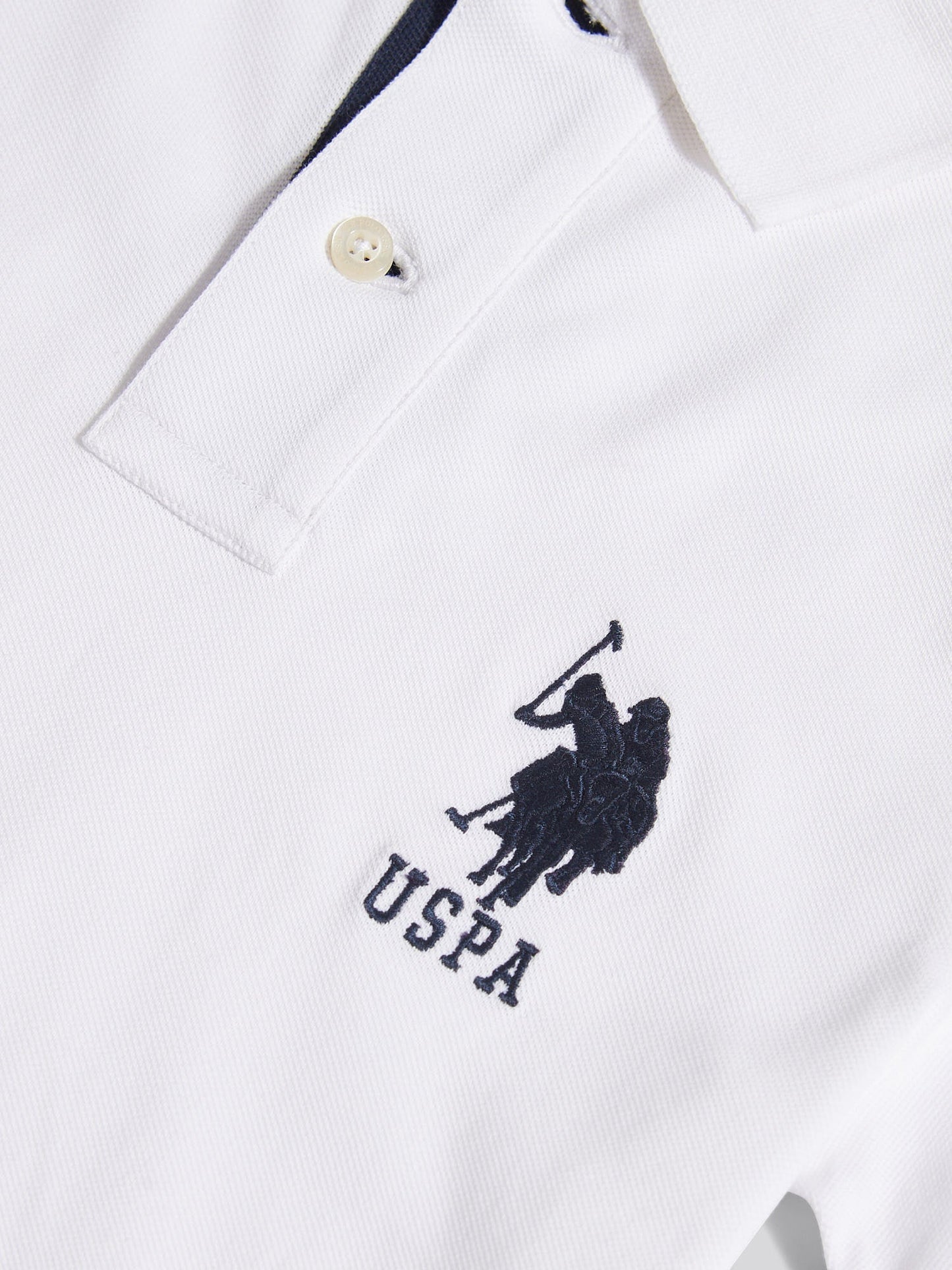 Boys Player 3 Polo Shirt White / Dark Sapphire Navy DHM