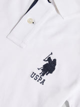 Boys Player 3 Polo Shirt White / Dark Sapphire Navy DHM