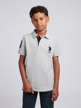 Boys Player 3 Polo Shirt Mid Grey Marl