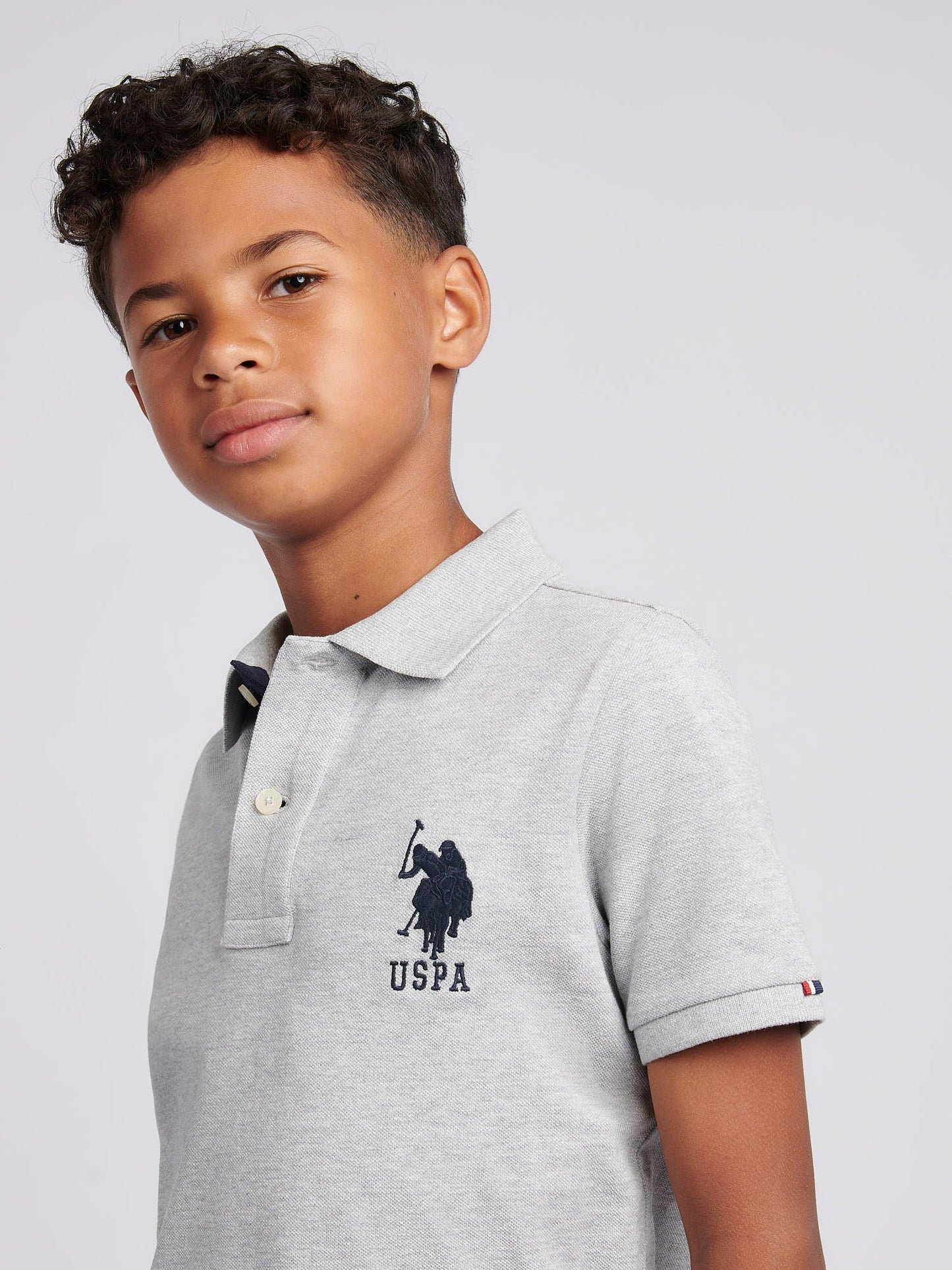 Boys Player 3 Polo Shirt Mid Grey Marl