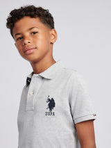 Boys Player 3 Polo Shirt Mid Grey Marl