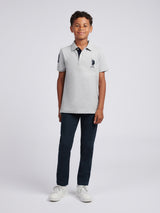 Boys Player 3 Polo Shirt Mid Grey Marl