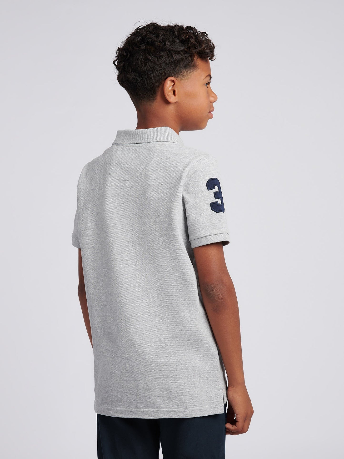 Boys Player 3 Polo Shirt Mid Grey Marl