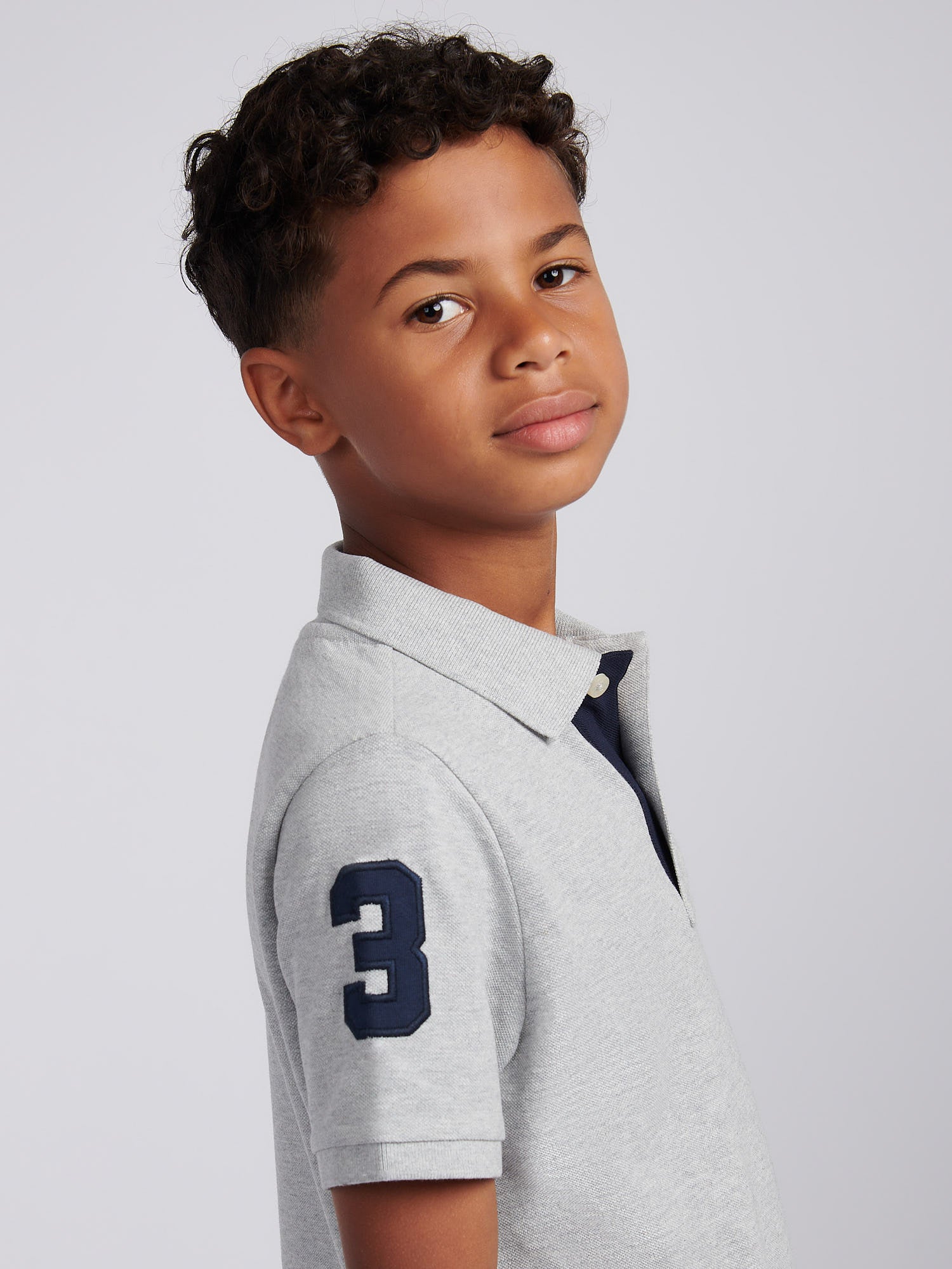 Boys Player 3 Polo Shirt Mid Grey Marl