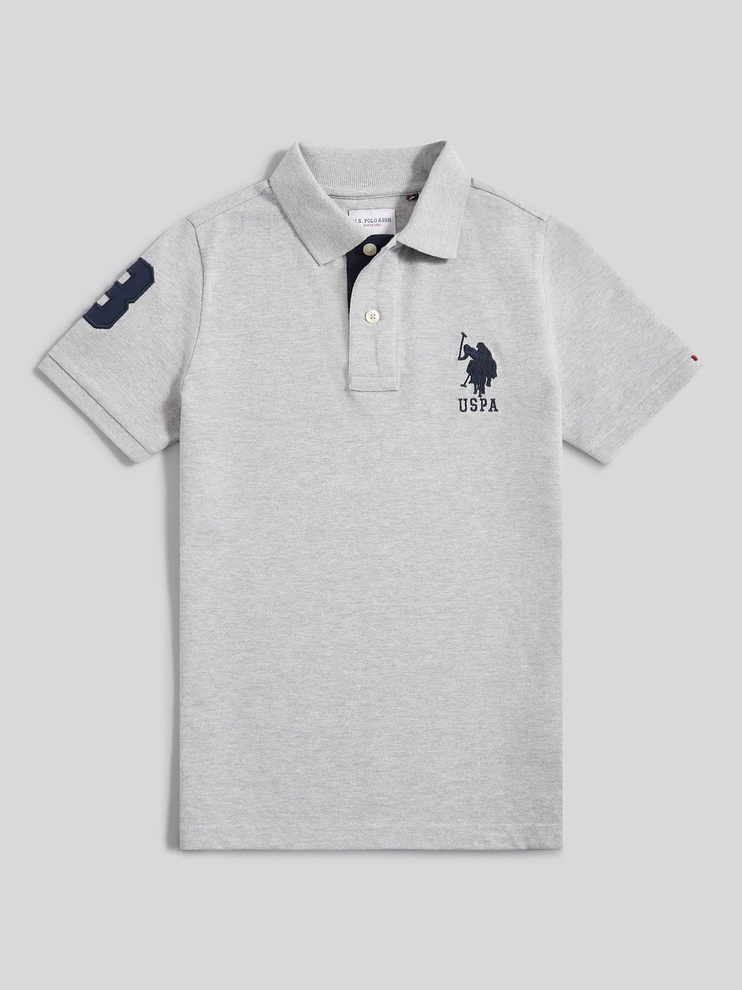 Boys Player 3 Polo Shirt Mid Grey Marl