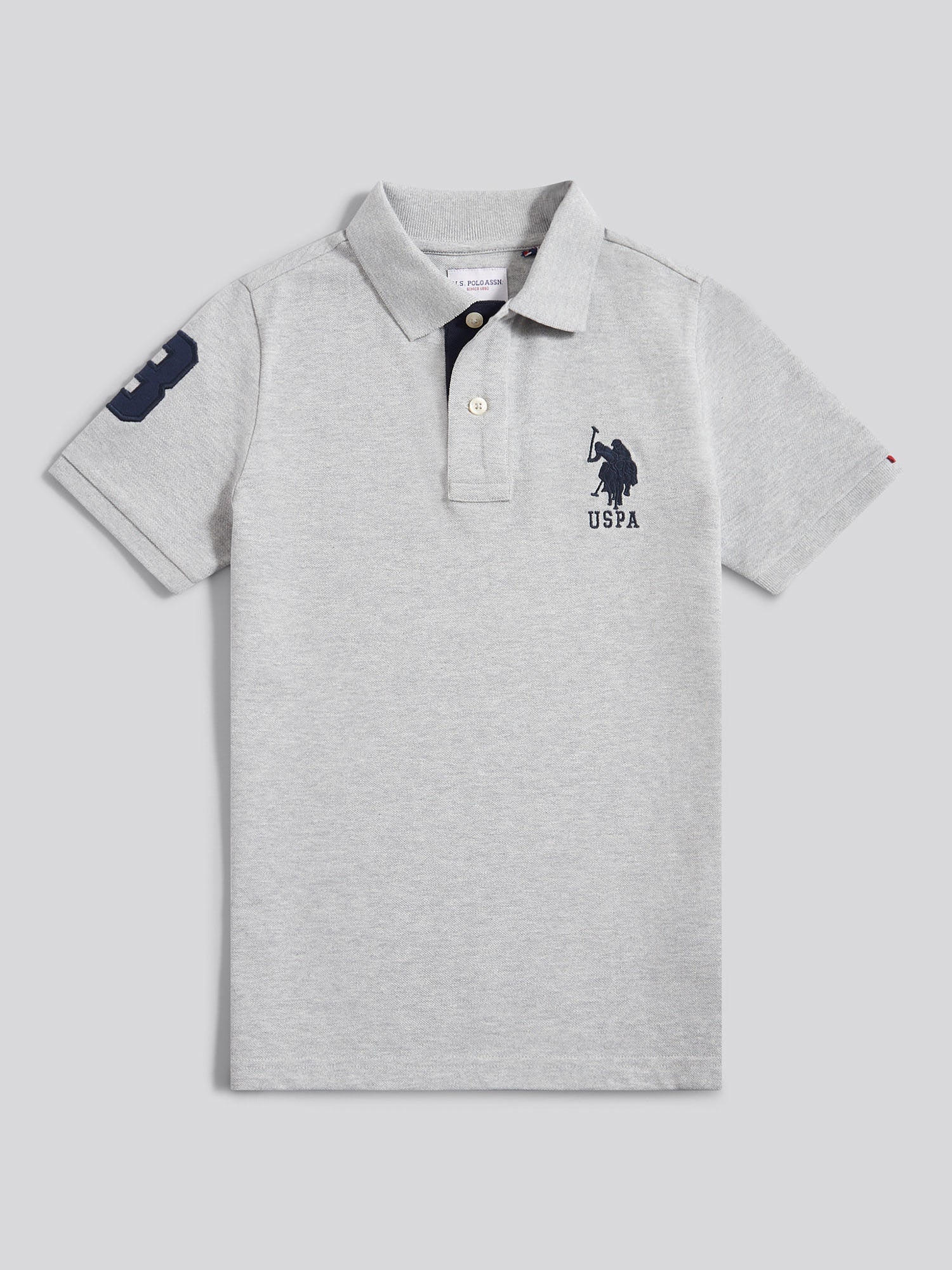 Boys Player 3 Polo Shirt Mid Grey Marl