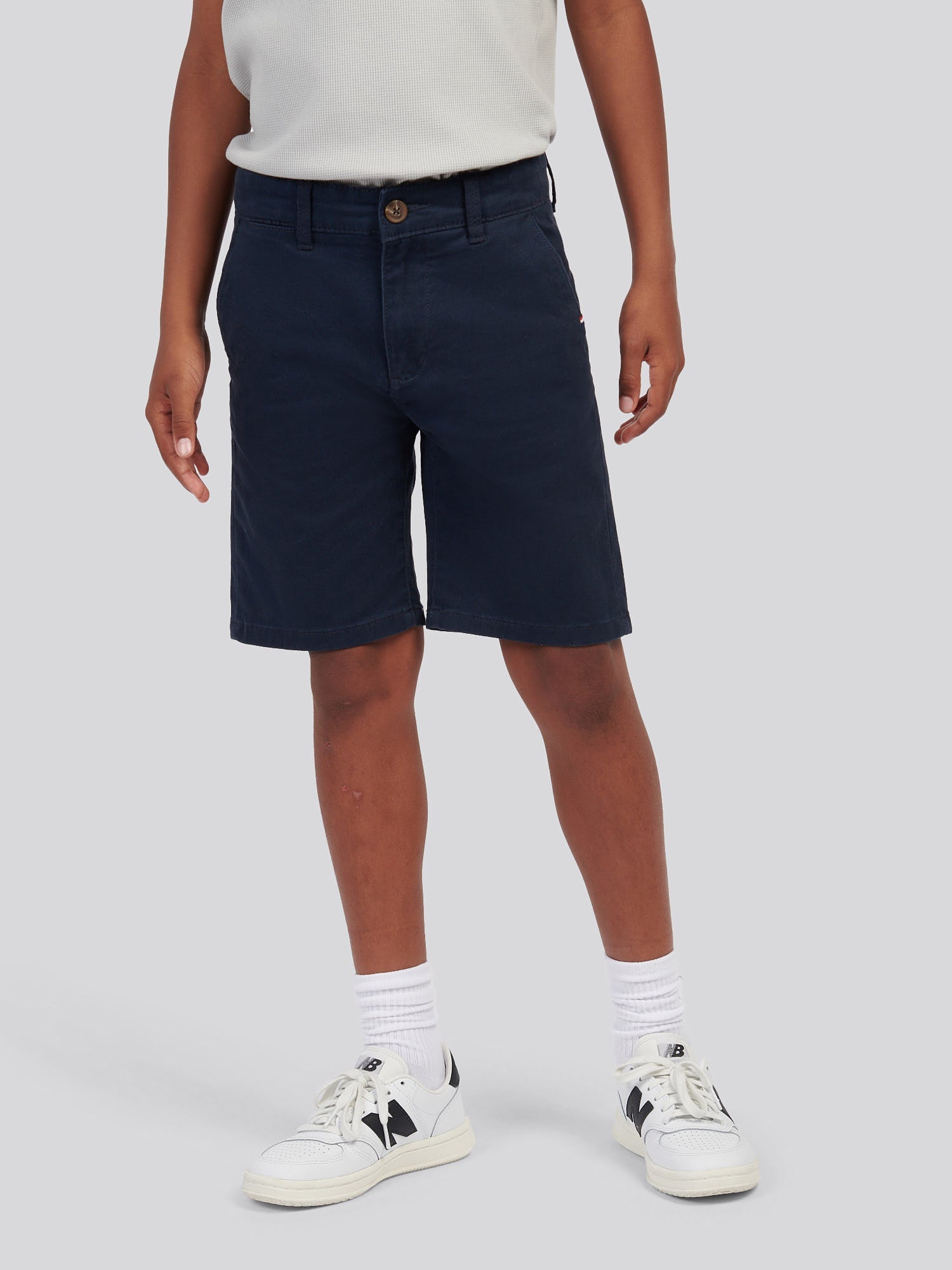 Boys Classic Chino Short Dark Sapphire Navy / Haute Red DHM