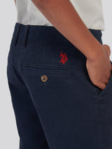 Boys Classic Chino Short Dark Sapphire Navy / Haute Red DHM