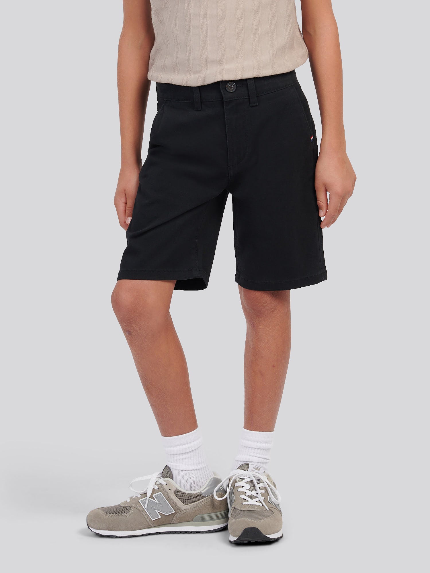 Boys Classic Chino Short Black Bright White DHM