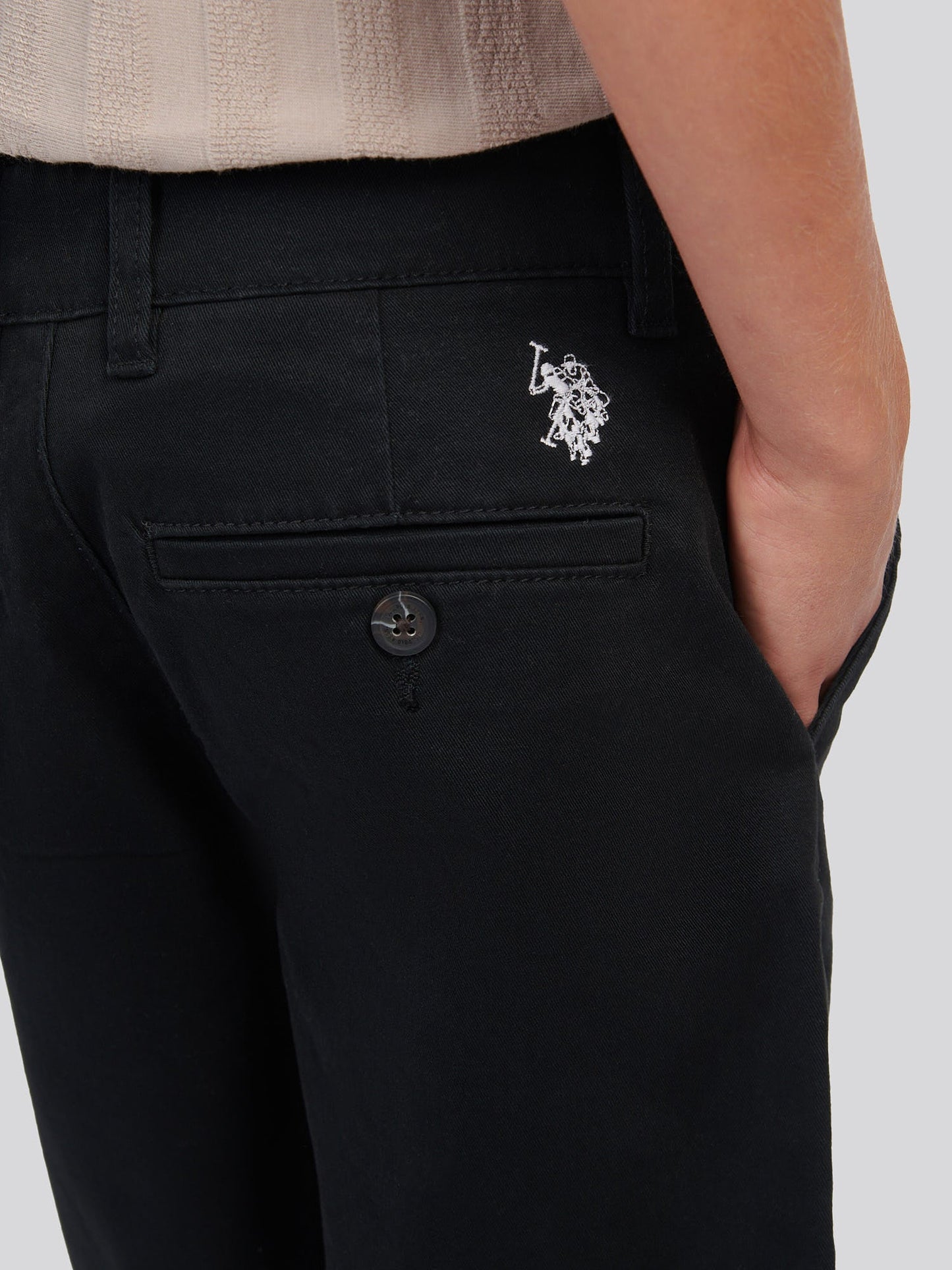 Boys Classic Chino Short Black Bright White DHM