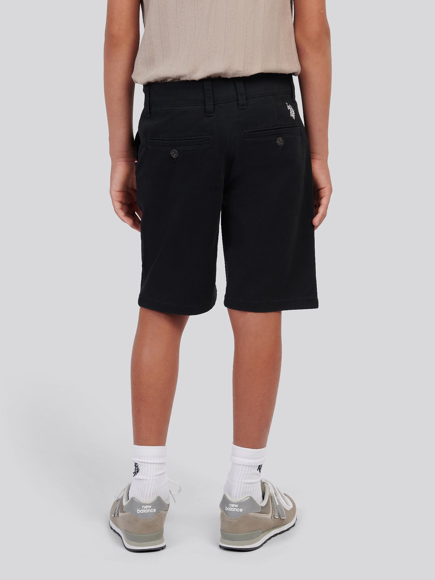 Boys Classic Chino Short Black Bright White DHM