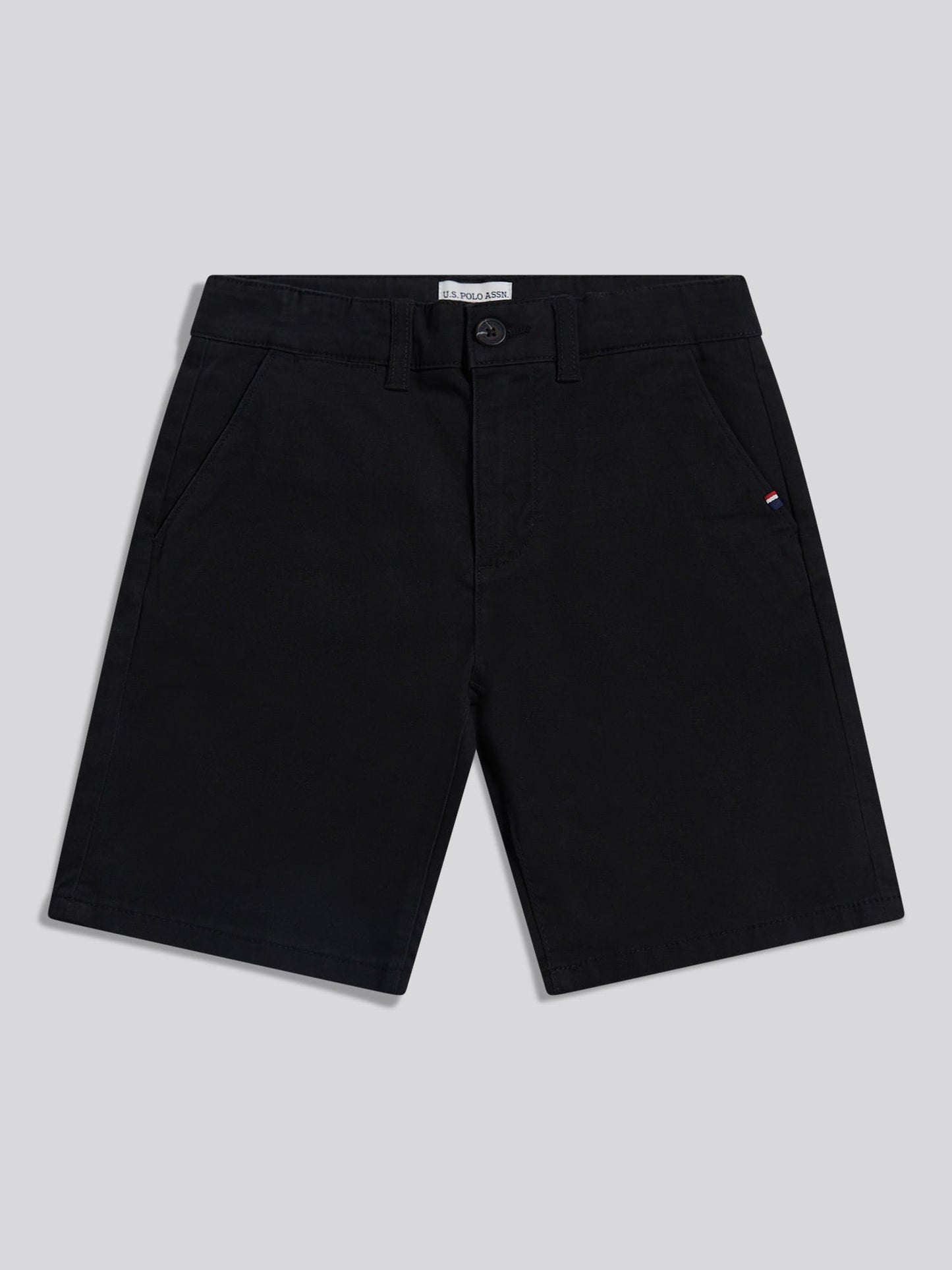 Boys Classic Chino Short Black Bright White DHM
