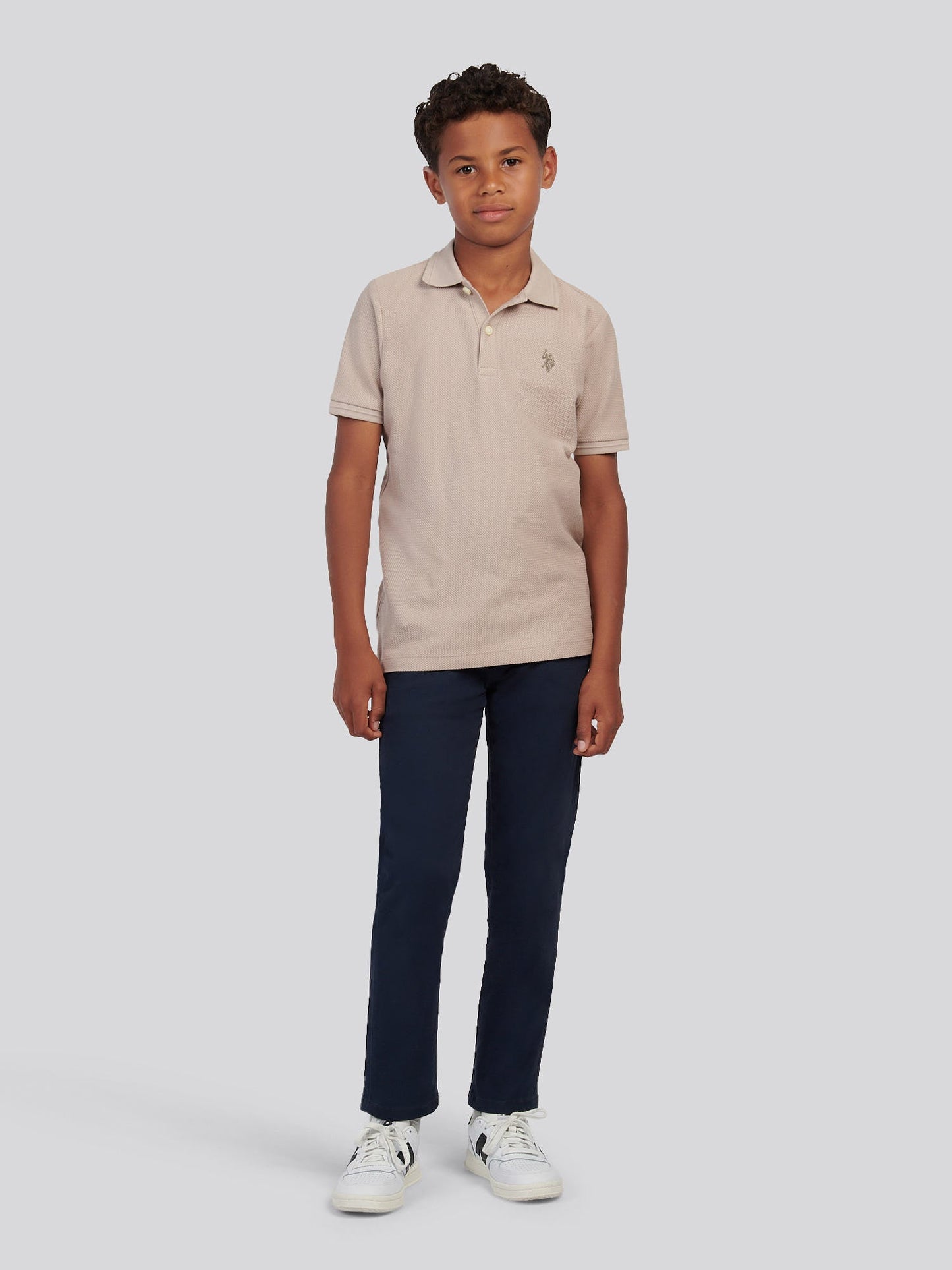 Boys Classic Chino in Dark Sapphire Navy / Haute Red DHM