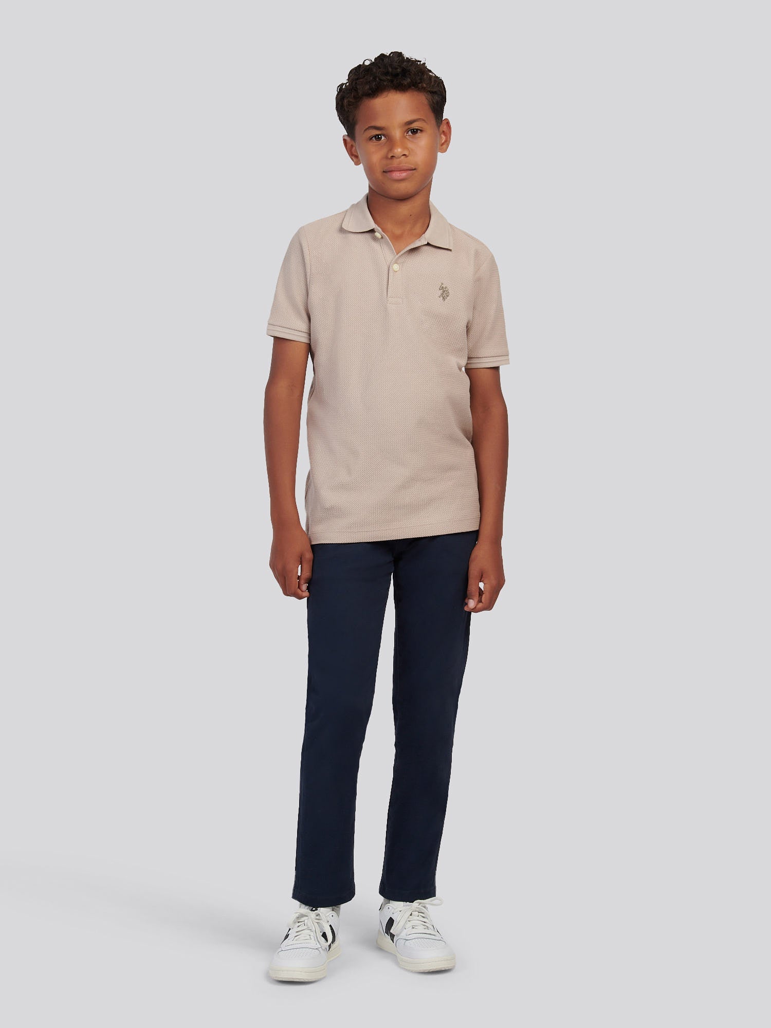 Boys Classic Chino in Dark Sapphire Navy / Haute Red DHM