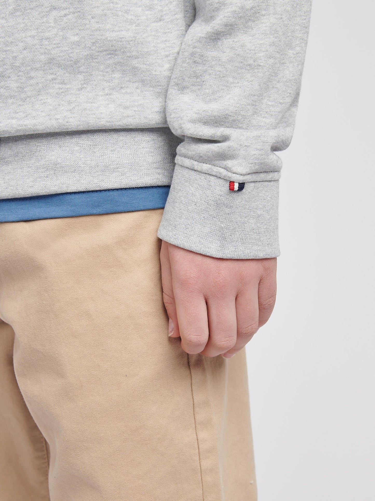 Boys Double Horsemen Crew in Mid Grey Marl