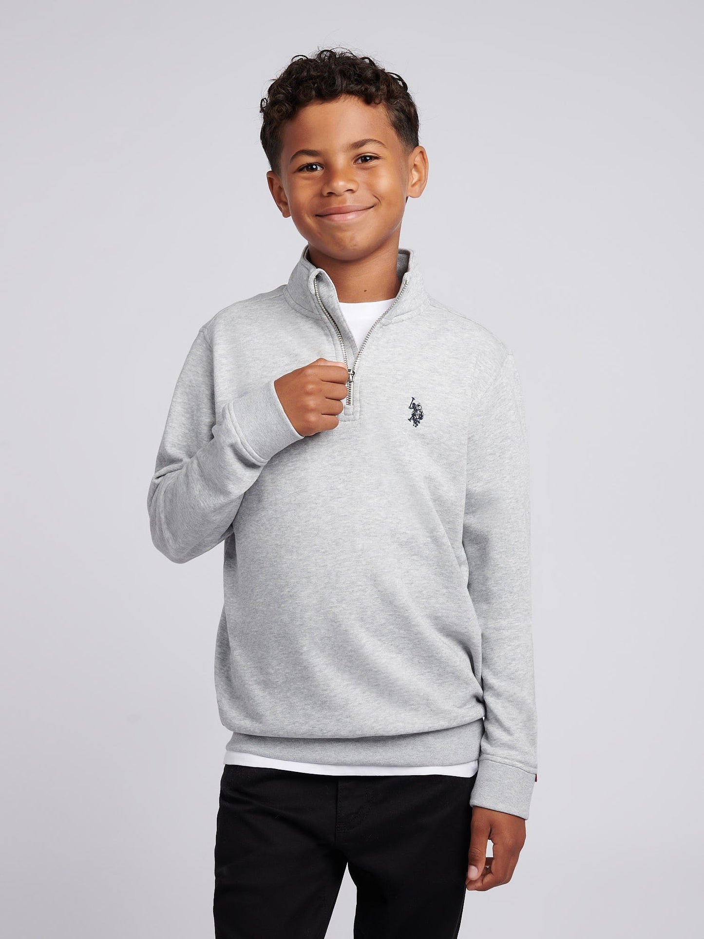 Boys Double Horsemen _ Zip Mid Grey Marl