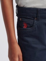 Boys Core 5 Pocket Trouser in Dark Sapphire Navy / Haute Red DHM