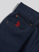 Boys Core 5 Pocket Trouser in Dark Sapphire Navy / Haute Red DHM
