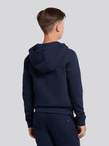 Boys Double Horsemen Zip Hoodie in Dark Sapphire Navy / Haute Red DHM