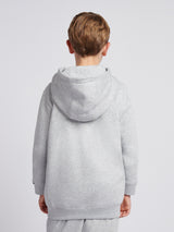 Boys Double Horsemen Zip Hoodie in Mid Grey Marl