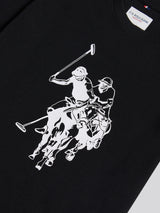 Boys Double Horsemen Graphic T-Shirt in Black