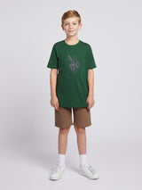 Boys Double Horsemen Graphic T-Shirt in Pineneedle