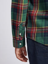 Boys Checked Buttondown Pocket Shirt in Pineneedle