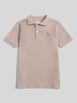 Boys Herringbone Texture Polo Shirt in Atmosphere