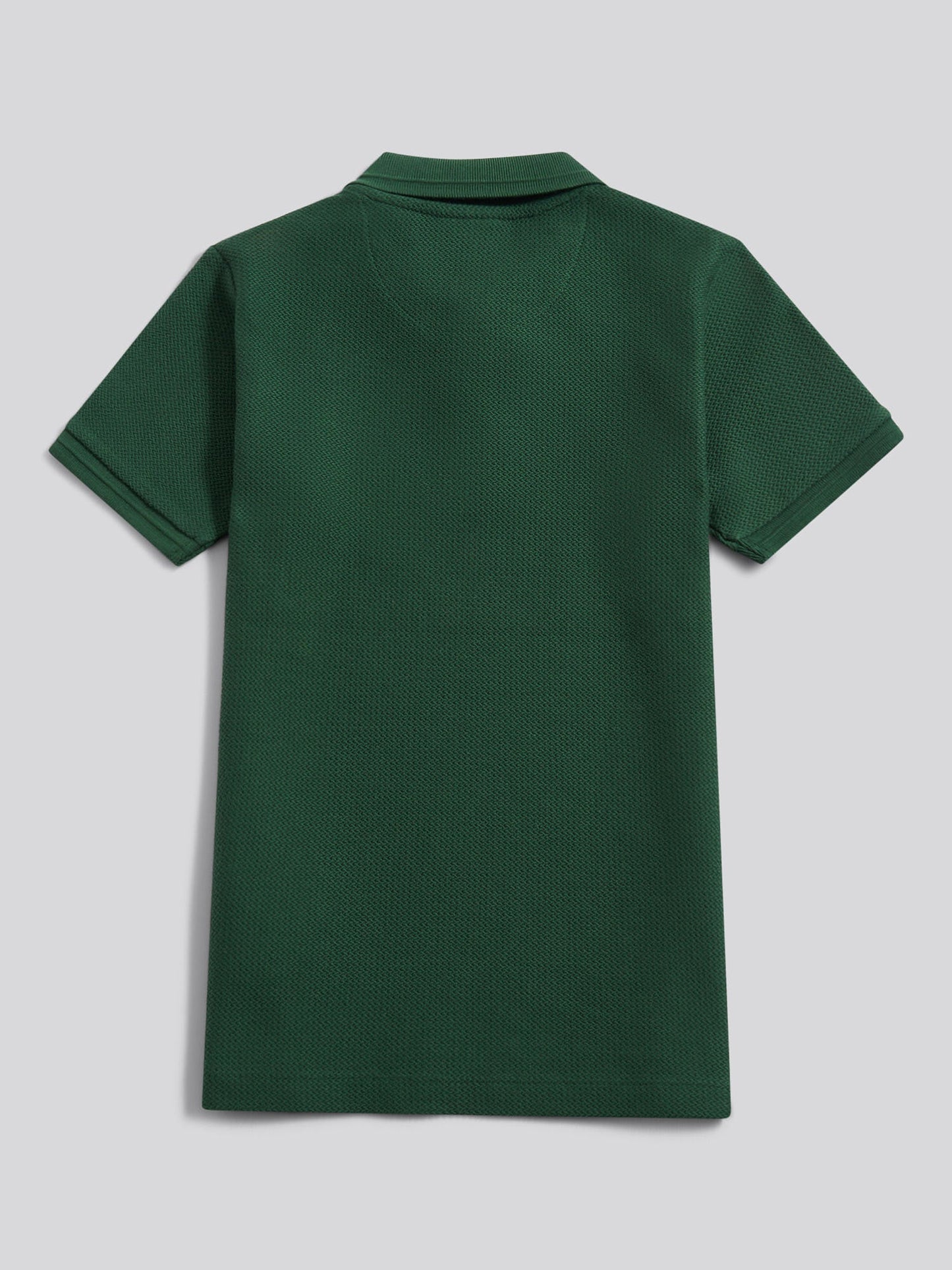 Boys Herringbone Texture Polo Shirt in Pineneedle