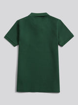 Boys Herringbone Texture Polo Shirt in Pineneedle