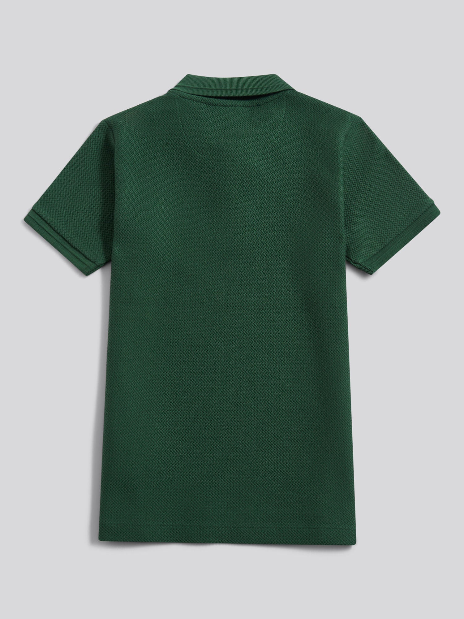 Boys Herringbone Texture Polo Shirt in Pineneedle
