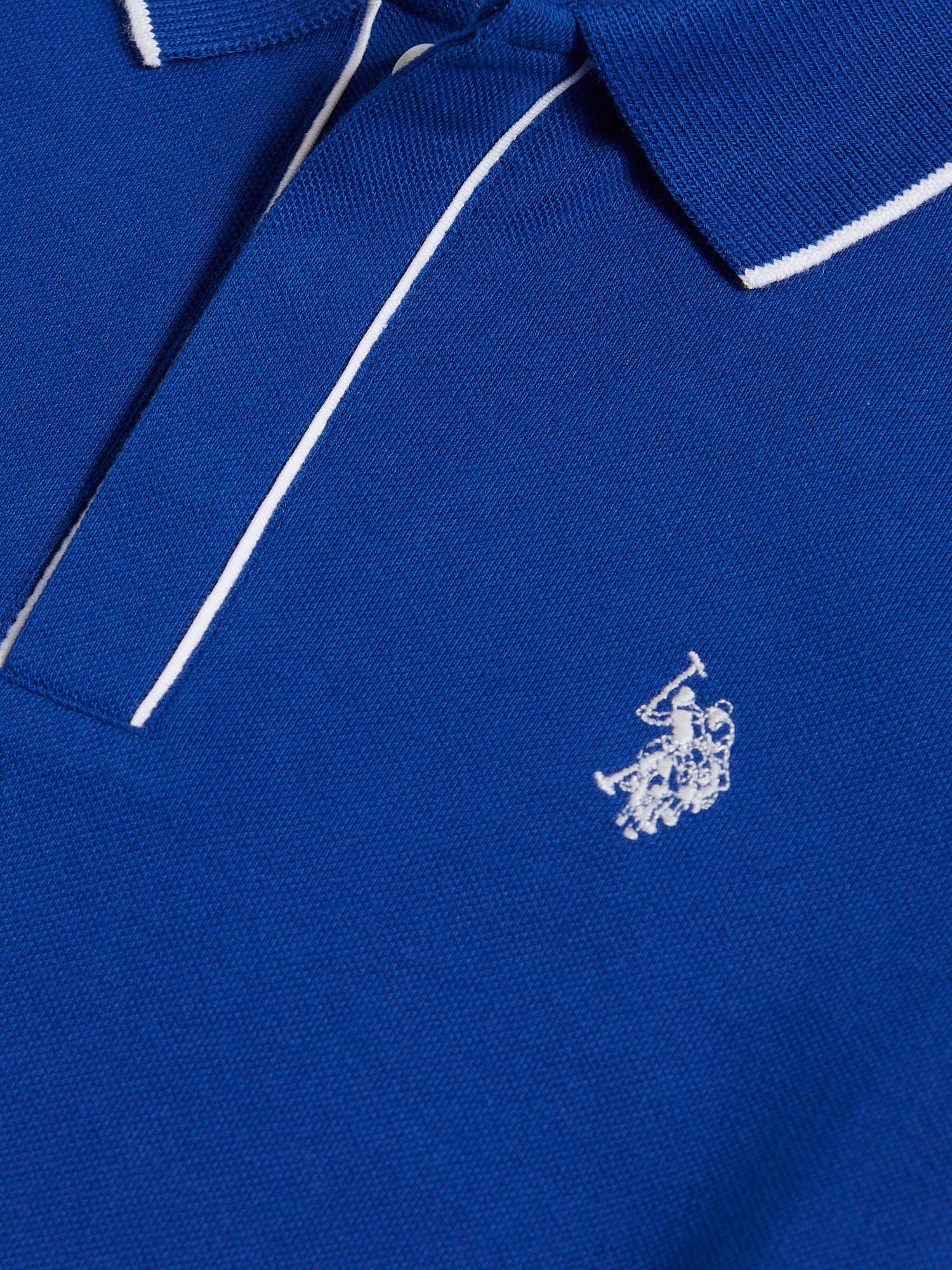 Boys Piped Pique Polo Shirt in Sodalite Blue